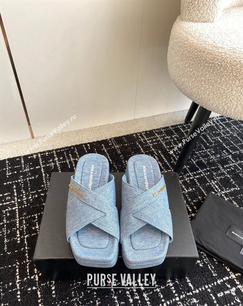 Alexander Wang Heel 5cm Float Criss-Cross Platform Sandals Denim Blue 2024 (jincheng-24032821)