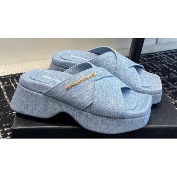 Alexander Wang Heel 5cm Float Criss-Cross Platform Sandals Denim Blue 2024 (jincheng-24032821)