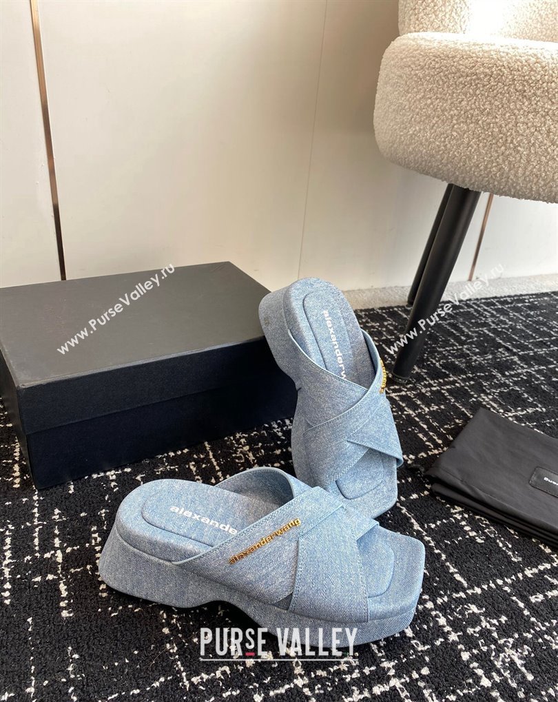 Alexander Wang Heel 5cm Float Criss-Cross Platform Sandals Denim Blue 2024 (jincheng-24032821)