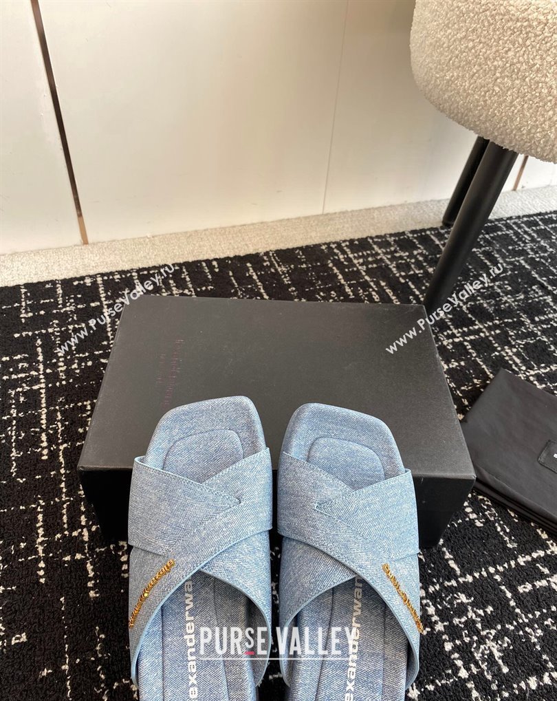 Alexander Wang Heel 5cm Float Criss-Cross Platform Sandals Denim Blue 2024 (jincheng-24032821)
