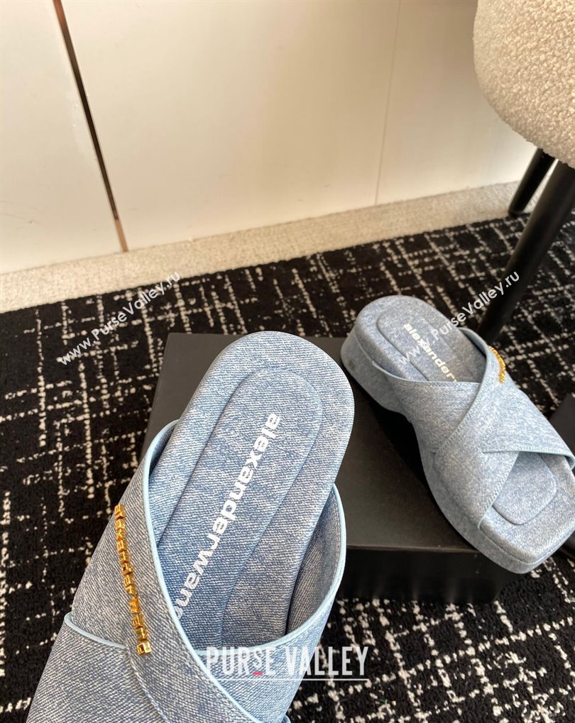 Alexander Wang Heel 5cm Float Criss-Cross Platform Sandals Denim Blue 2024 (jincheng-24032821)