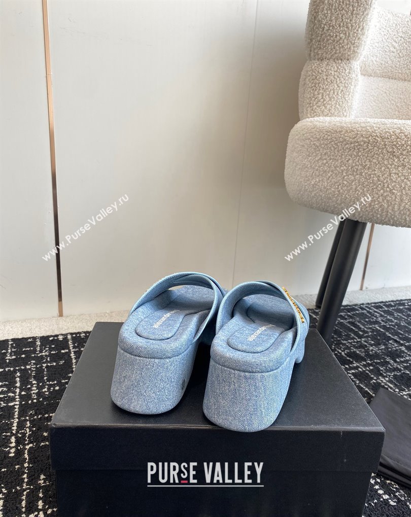 Alexander Wang Heel 5cm Float Criss-Cross Platform Sandals Denim Blue 2024 (jincheng-24032821)