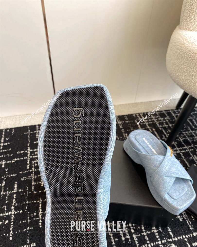 Alexander Wang Heel 5cm Float Criss-Cross Platform Sandals Denim Blue 2024 (jincheng-24032821)