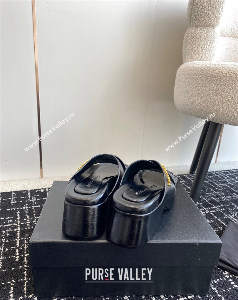 Alexander Wang Heel 5cm Float Criss-Cross Platform Sandals crackle patent calf leather Black 2024 (jincheng-24032819)