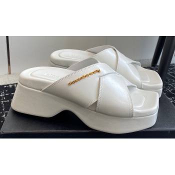 Alexander Wang Heel 5cm Float Criss-Cross Platform Sandals crackle patent calf leather White 2024 (jincheng-24032820)