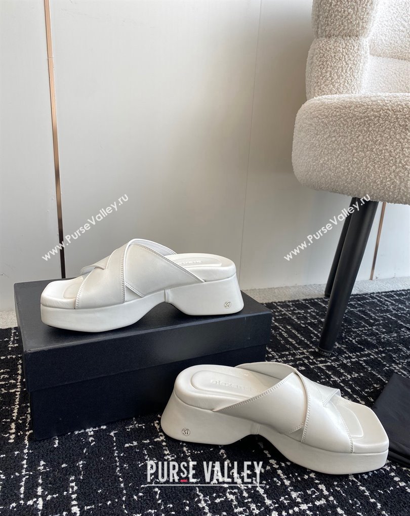 Alexander Wang Heel 5cm Float Criss-Cross Platform Sandals crackle patent calf leather White 2024 (jincheng-24032820)