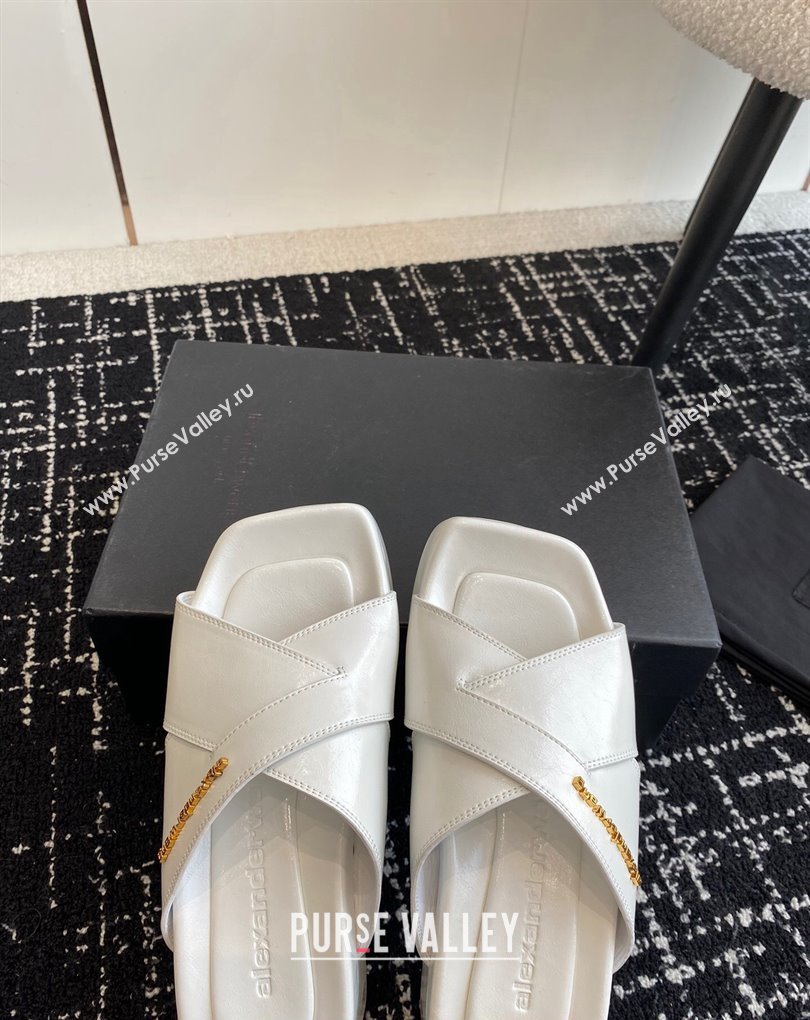 Alexander Wang Heel 5cm Float Criss-Cross Platform Sandals crackle patent calf leather White 2024 (jincheng-24032820)