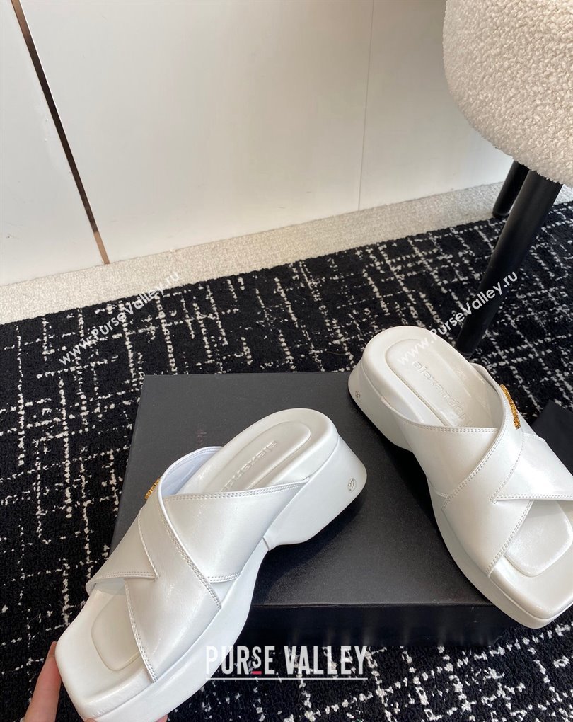 Alexander Wang Heel 5cm Float Criss-Cross Platform Sandals crackle patent calf leather White 2024 (jincheng-24032820)