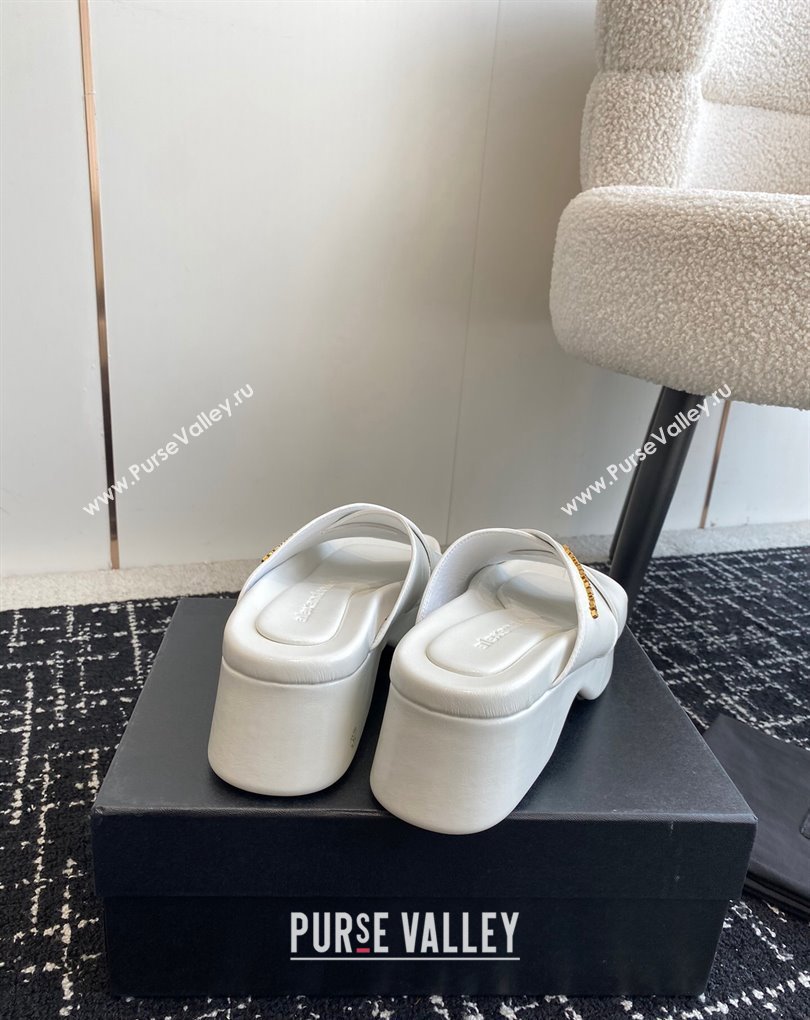 Alexander Wang Heel 5cm Float Criss-Cross Platform Sandals crackle patent calf leather White 2024 (jincheng-24032820)