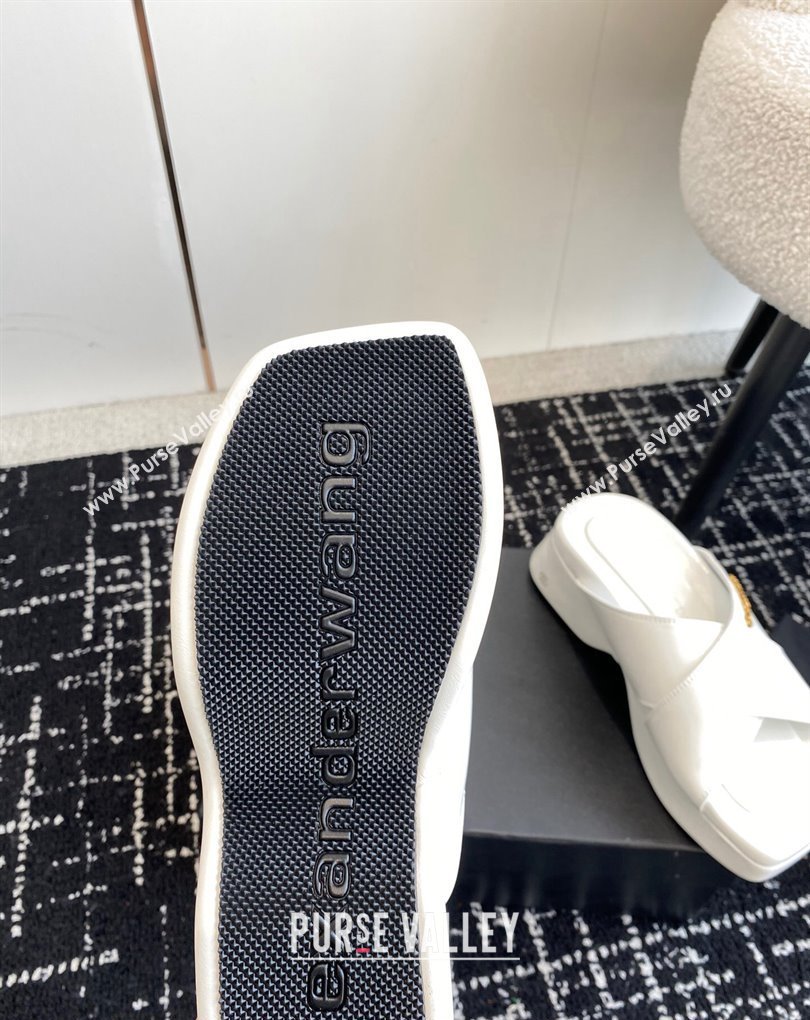 Alexander Wang Heel 5cm Float Criss-Cross Platform Sandals crackle patent calf leather White 2024 (jincheng-24032820)