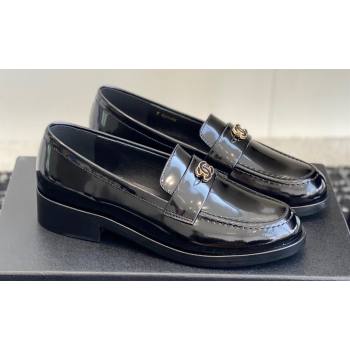 Chanel Shiny Calfskin Moccasins G45504 Black 2024 (jincheng-24032841)