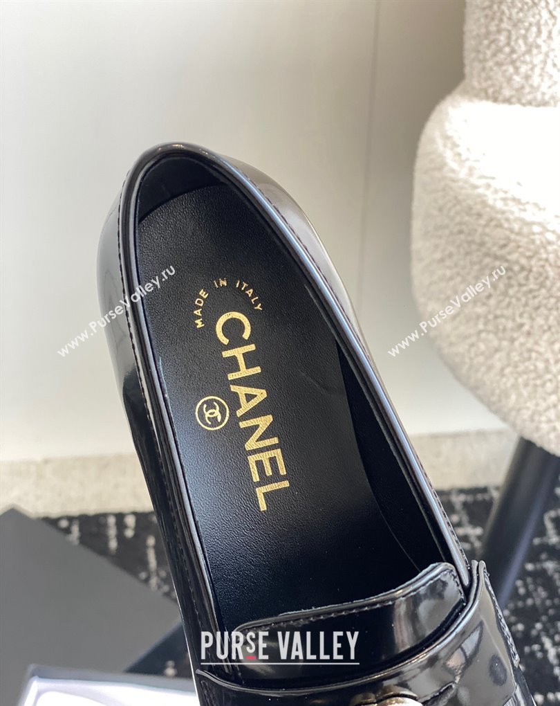 Chanel Shiny Calfskin Moccasins G45504 Black 2024 (jincheng-24032841)