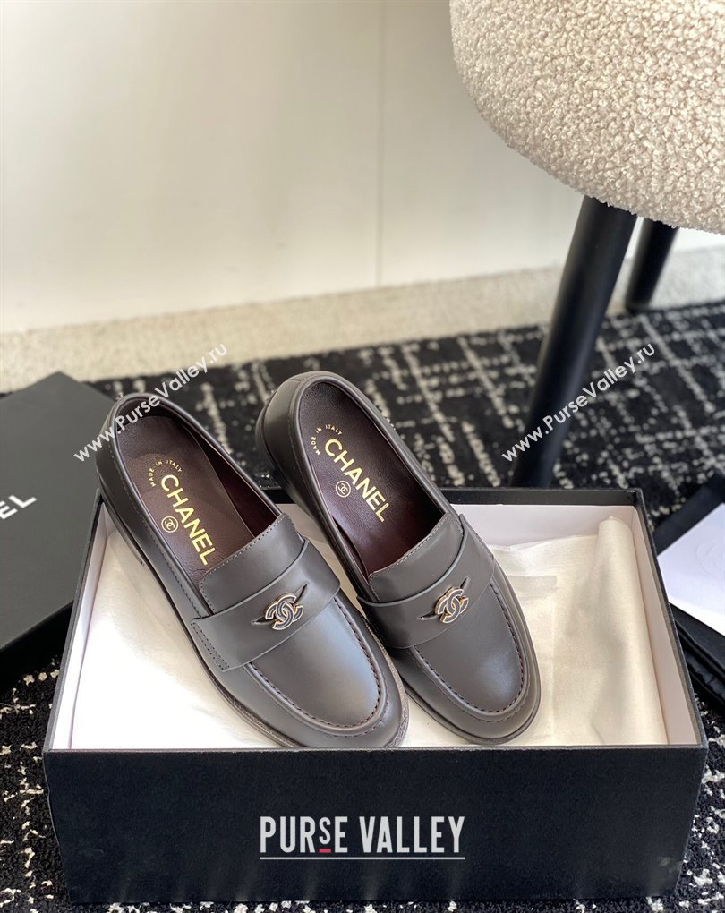 Chanel Calfskin Moccasins G45504 Coffee 2024 (jincheng-24032839)