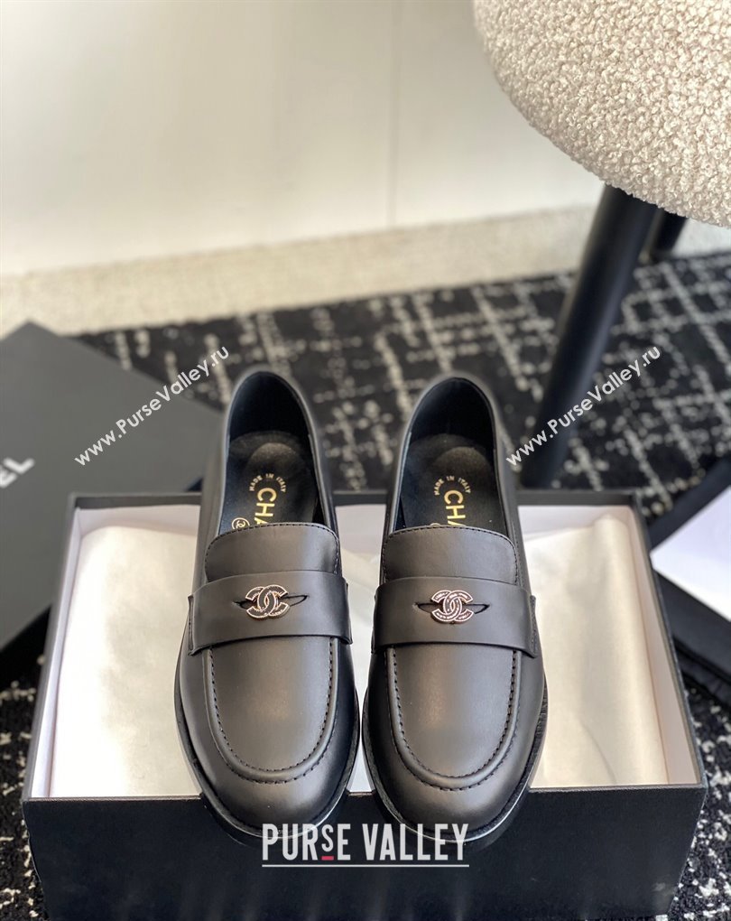 Chanel Calfskin Moccasins G45504 Black 2024 (jincheng-24032838)