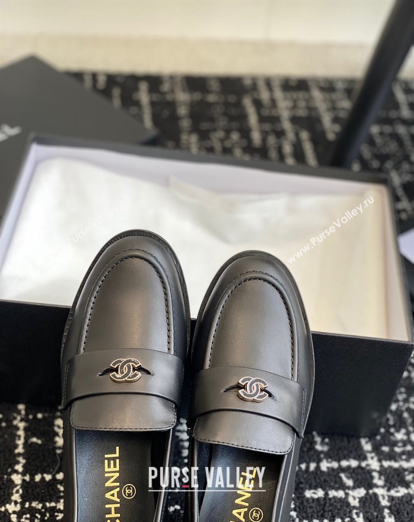 Chanel Calfskin Moccasins G45504 Black 2024 (jincheng-24032838)