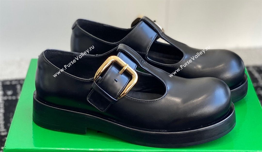 Bottega Veneta Helium Brushed leather Mary-Jane Black 2024 (jincheng-24032709)