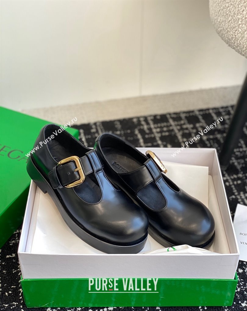 Bottega Veneta Helium Brushed leather Mary-Jane Black 2024 (jincheng-24032709)