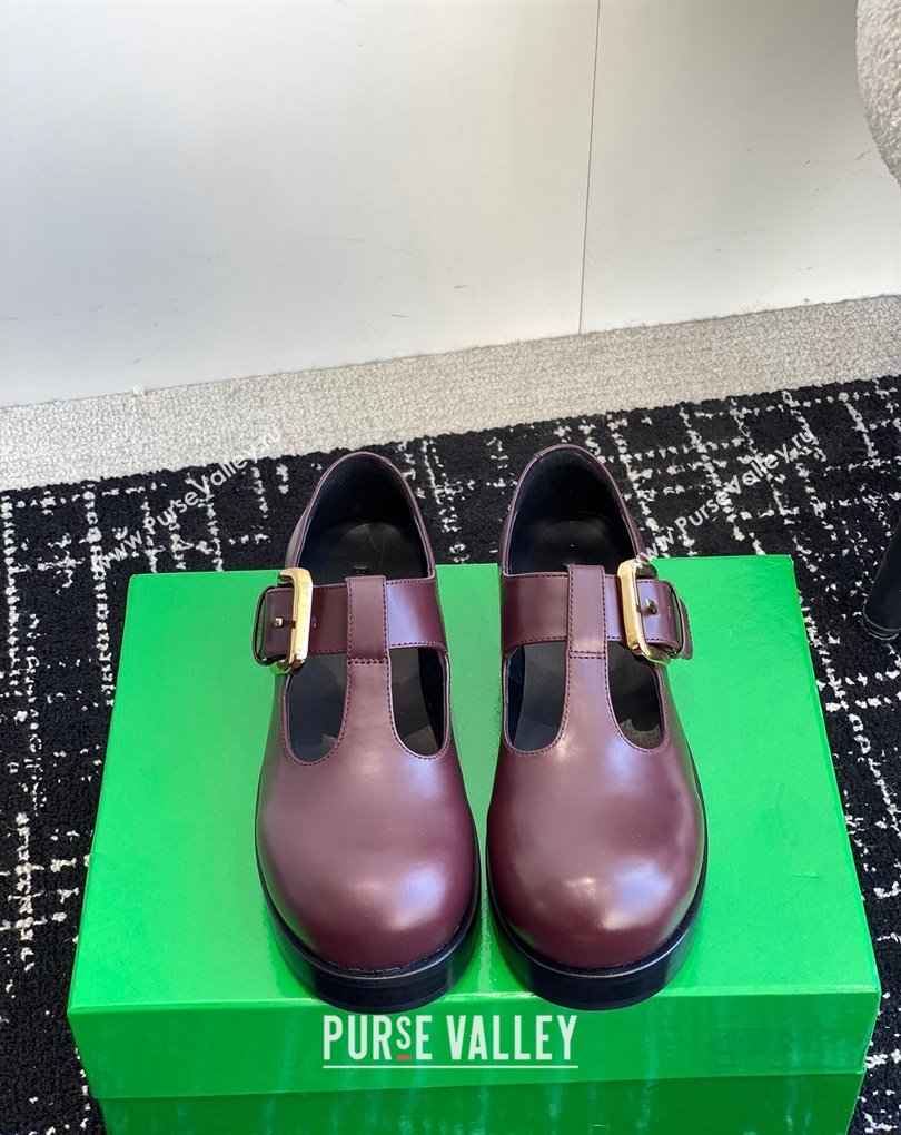 Bottega Veneta Helium Brushed leather Mary-Jane Burgundy 2024 (jincheng-24032710)