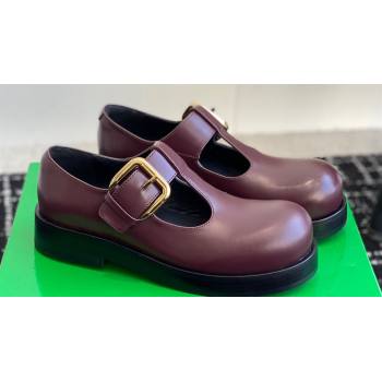 Bottega Veneta Helium Brushed leather Mary-Jane Burgundy 2024 (jincheng-24032710)