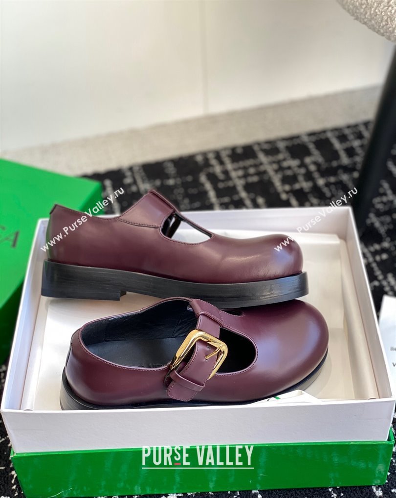 Bottega Veneta Helium Brushed leather Mary-Jane Burgundy 2024 (jincheng-24032710)