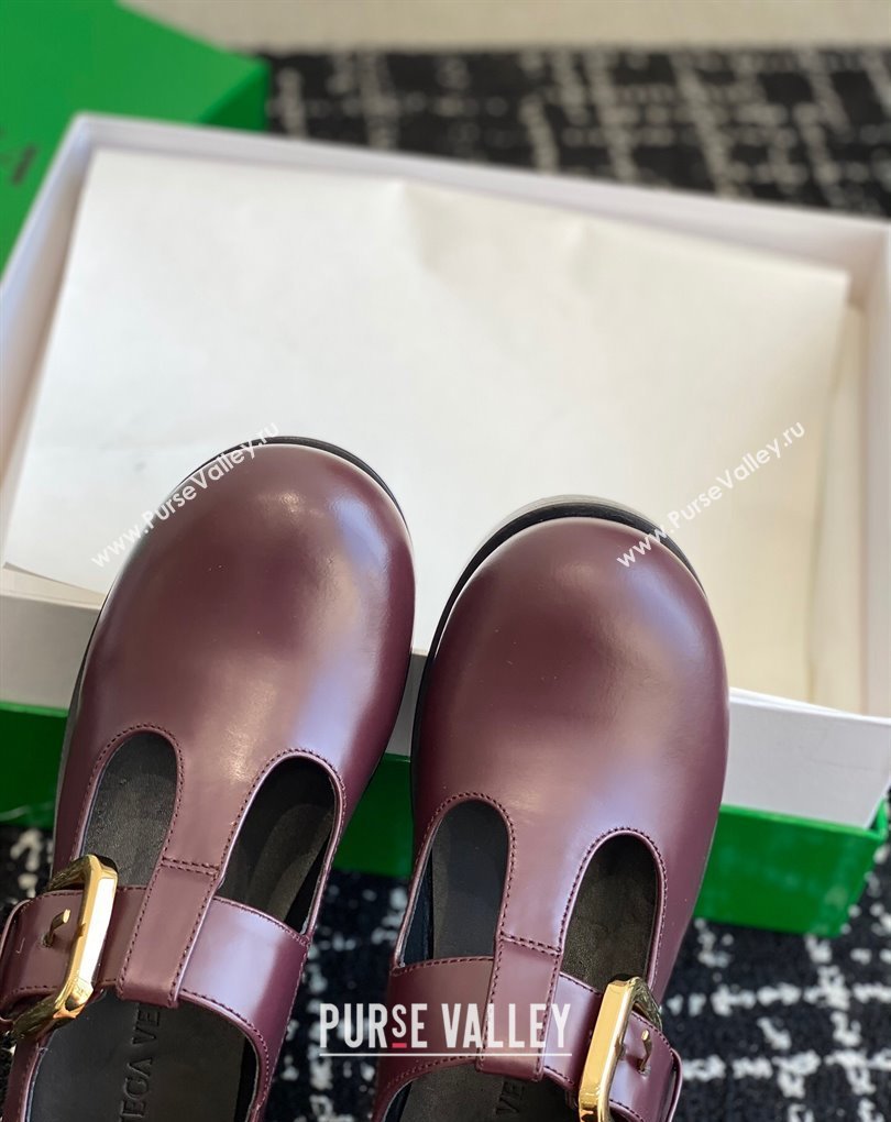 Bottega Veneta Helium Brushed leather Mary-Jane Burgundy 2024 (jincheng-24032710)