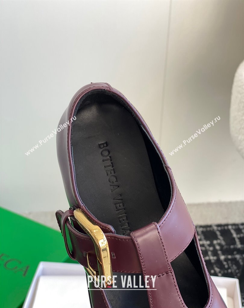 Bottega Veneta Helium Brushed leather Mary-Jane Burgundy 2024 (jincheng-24032710)