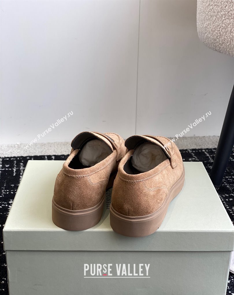 Brunello Cucinelli Suede penny loafers Brown with monili 2024 (jincheng-24032713)