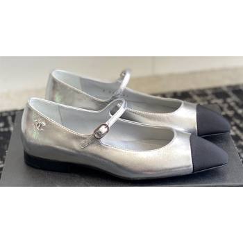 Chanel Crystal CC Logo Lambskin Grosgrain Mary Janes Silver 2024 (jincheng-24032835)