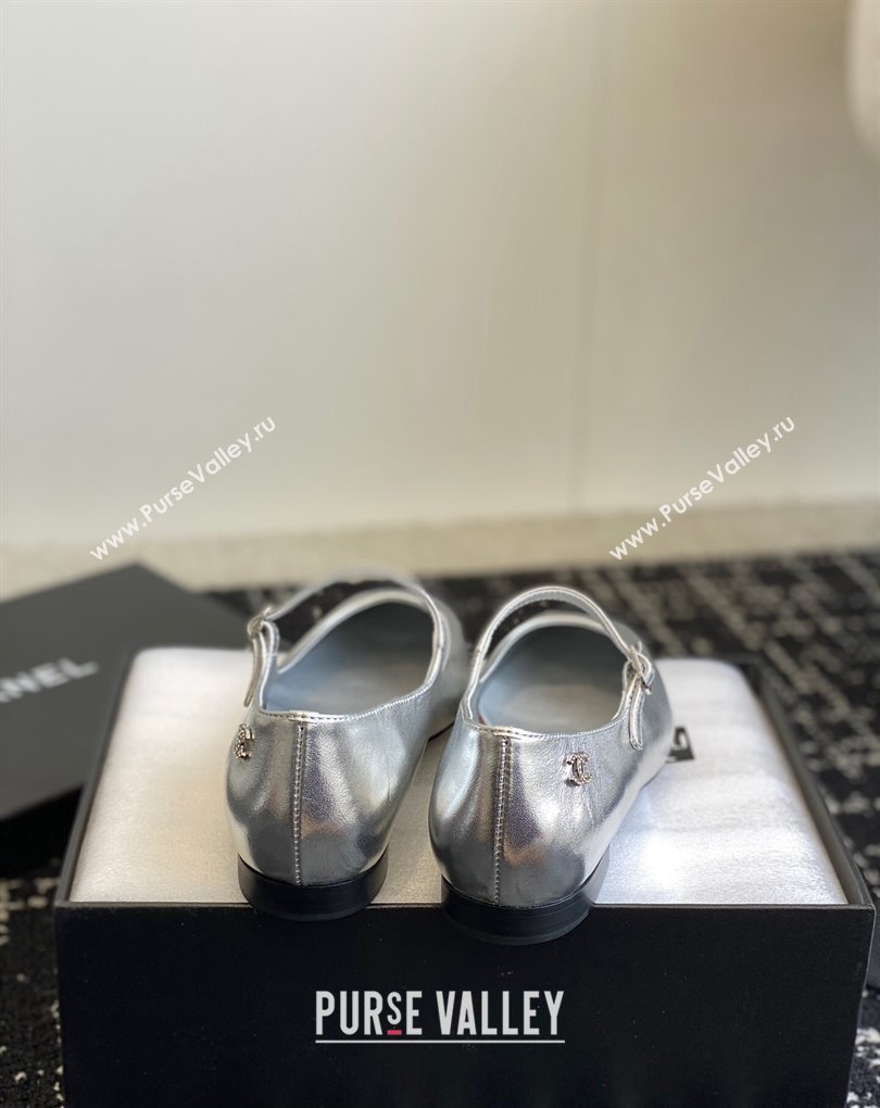 Chanel Crystal CC Logo Lambskin Grosgrain Mary Janes Silver 2024 (jincheng-24032835)