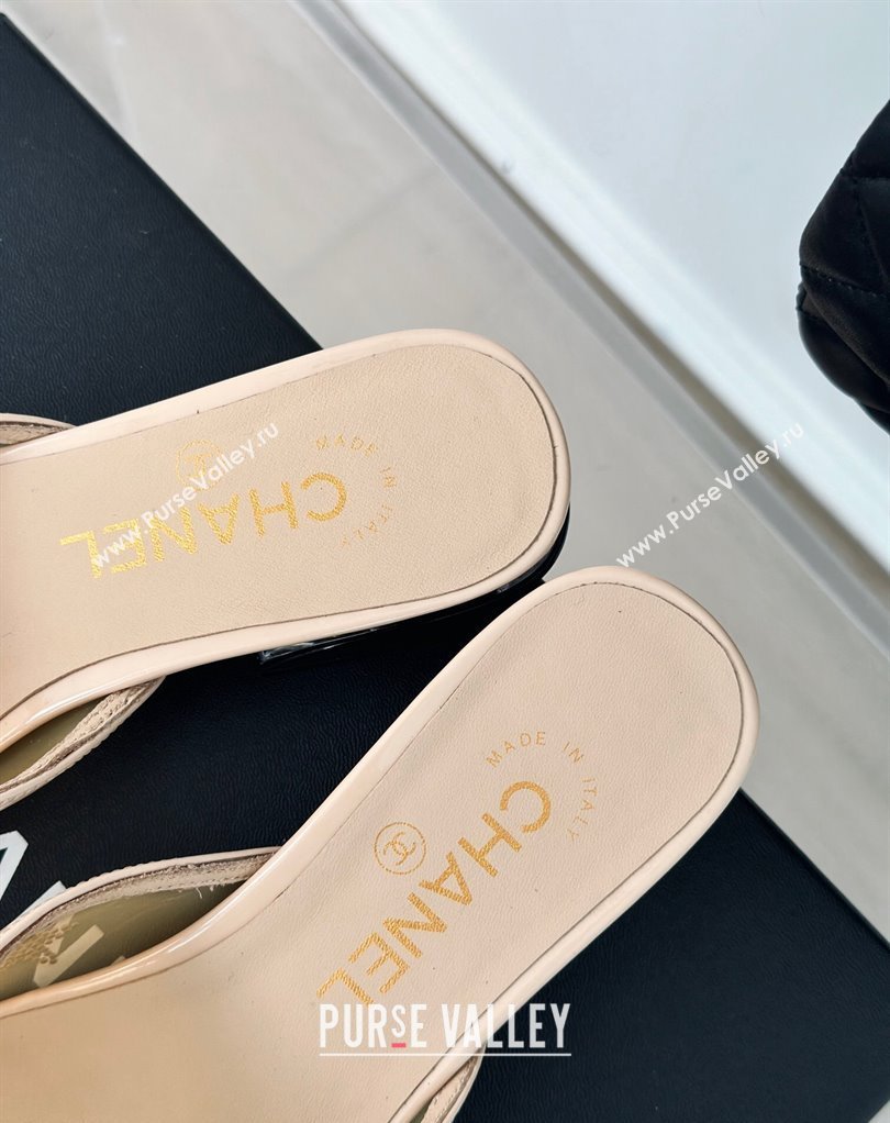 Chanel Crystal Logo Star and Heart PVC Mules Beige 2024 (modeng-24032952)
