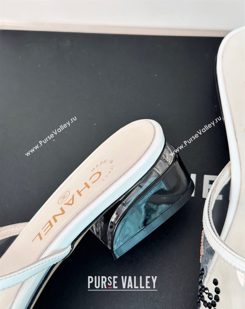 Chanel Crystal Logo Star and Heart PVC Mules White 2024 (modeng-24032951)