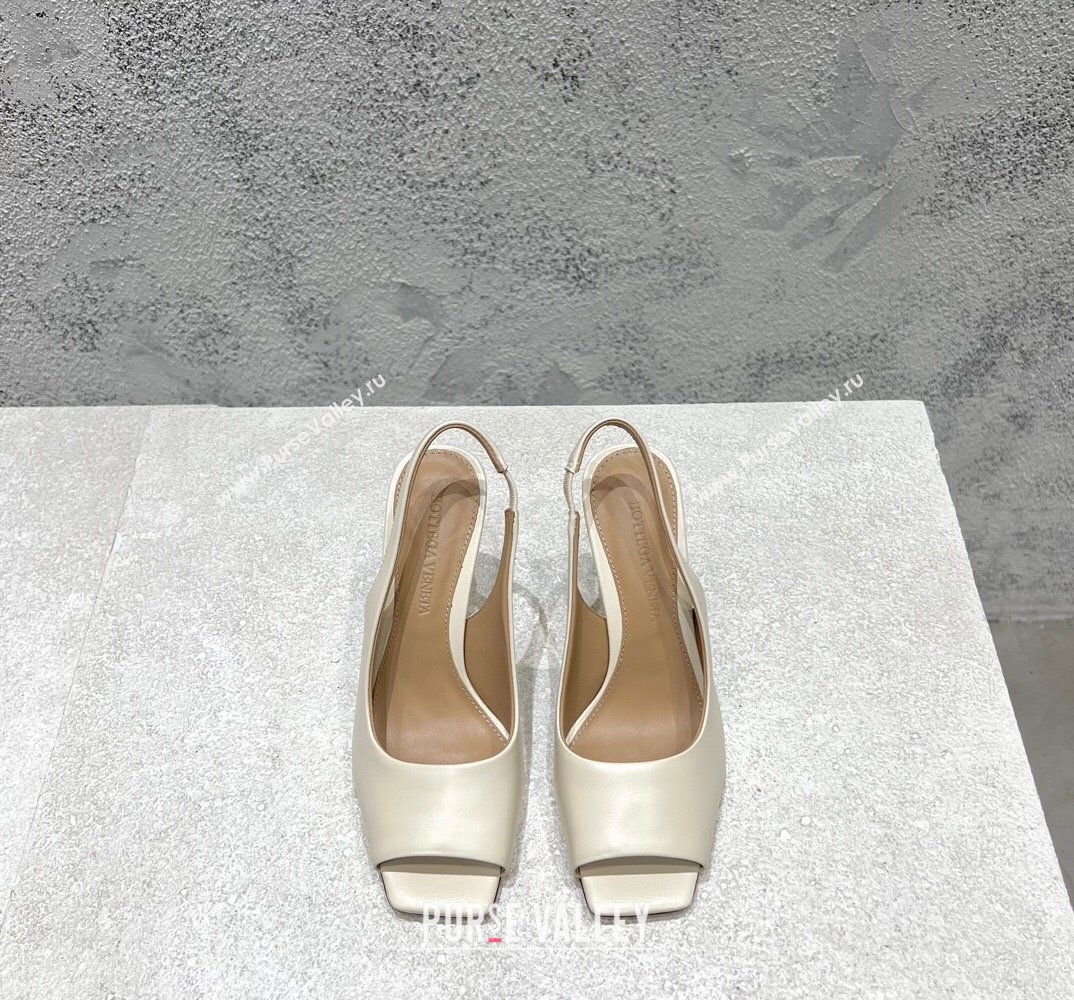 Bottega Veneta Heel 9cm Leather Knot slingback Sandals White 2024 (modeng-24032947)