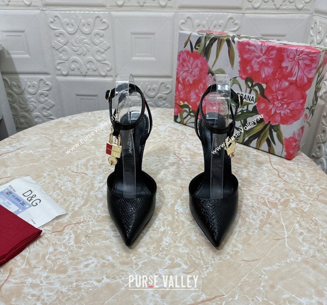 Dolce Gabbana Heel 10.5cm Karung slingbacks Black with chain and charm 2024 (modeng-24032918)