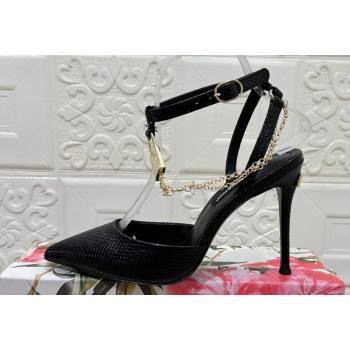 Dolce Gabbana Heel 10.5cm Karung slingbacks Black with chain and charm 2024 (modeng-24032918)