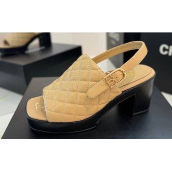 Chanel Lambskin Platform Sandals G45567 Beige 2024 (modeng-24032958)