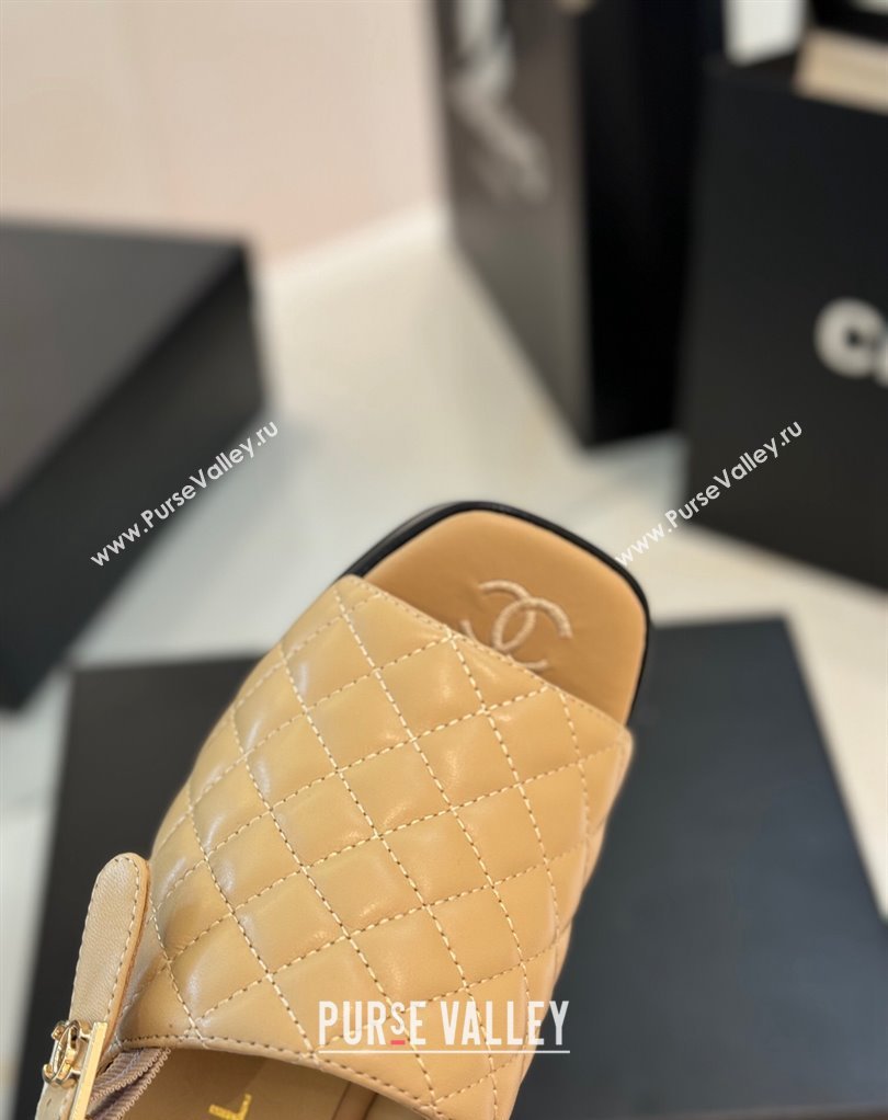 Chanel Lambskin Platform Sandals G45567 Beige 2024 (modeng-24032958)