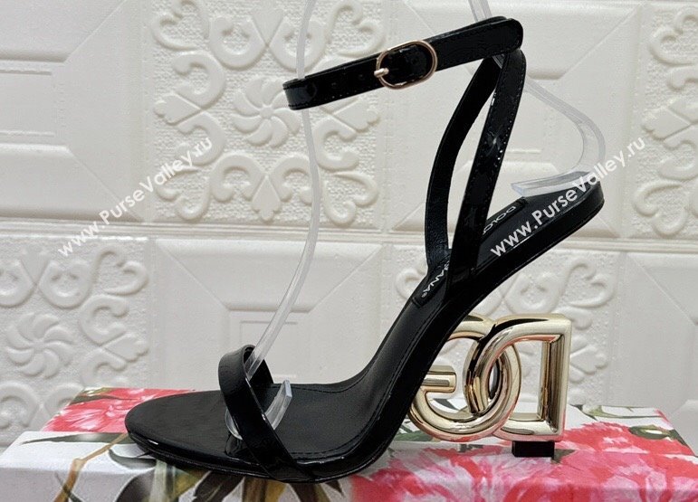 Dolce Gabbana Heel 10.5cm Patent leather sandals Black with 3.5 heel 2024 (modeng-24032933)