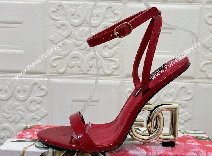 Dolce Gabbana Heel 10.5cm Patent leather sandals Red with 3.5 heel 2024 (modeng-24032934)