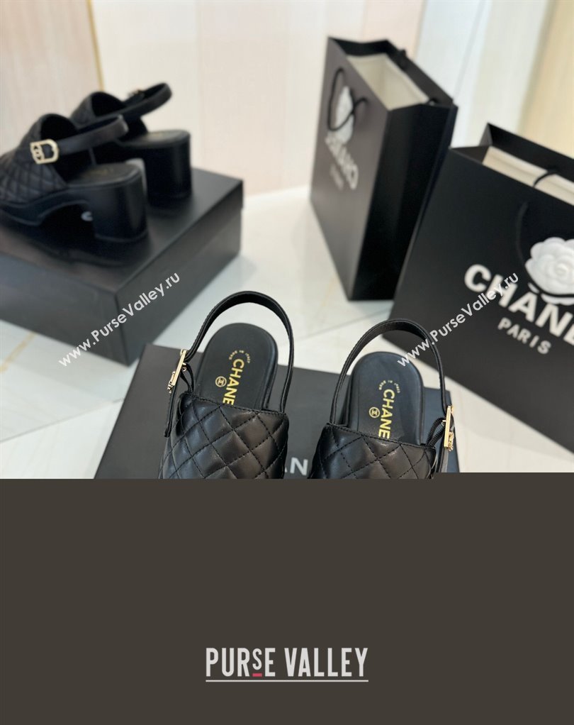 Chanel Lambskin Platform Sandals G45567 Black 2024 (modeng-24032956)