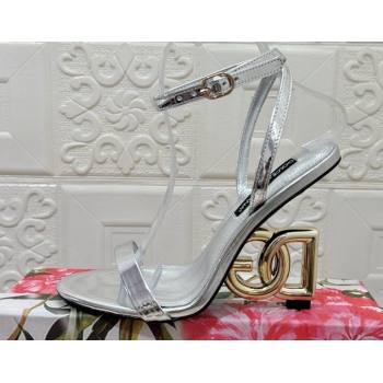 Dolce Gabbana Heel 10.5cm Patent leather sandals Silver with 3.5 heel 2024 (modeng-24032936)