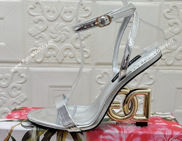 Dolce Gabbana Heel 10.5cm Patent leather sandals Silver with 3.5 heel 2024 (modeng-24032936)