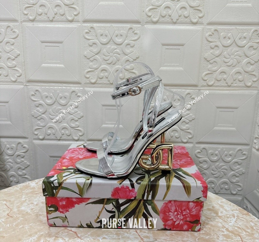 Dolce Gabbana Heel 10.5cm Patent leather sandals Silver with 3.5 heel 2024 (modeng-24032936)