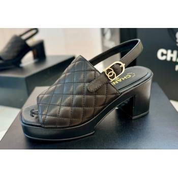 Chanel Lambskin Platform Sandals G45567 Black 2024 (modeng-24032956)