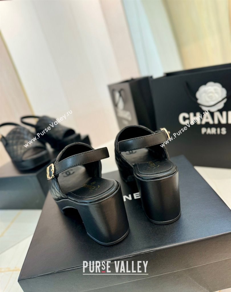 Chanel Lambskin Platform Sandals G45567 Black 2024 (modeng-24032956)
