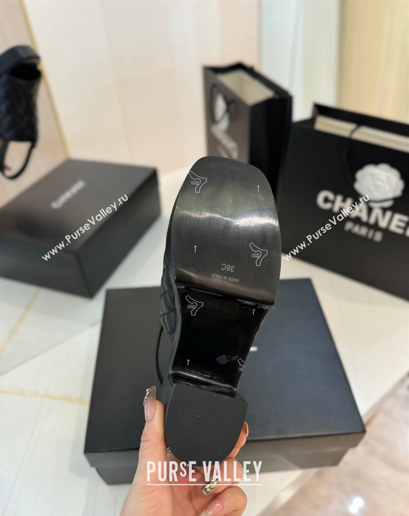Chanel Lambskin Platform Sandals G45567 Black 2024 (modeng-24032956)