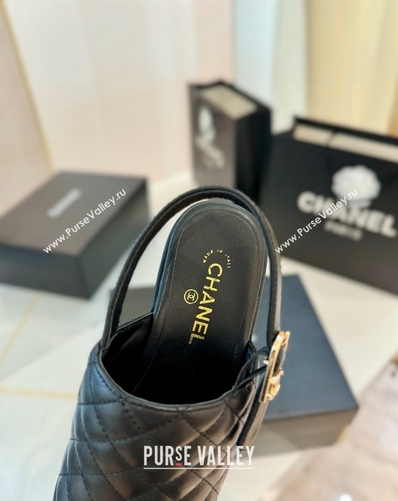 Chanel Lambskin Platform Sandals G45567 Black 2024 (modeng-24032956)
