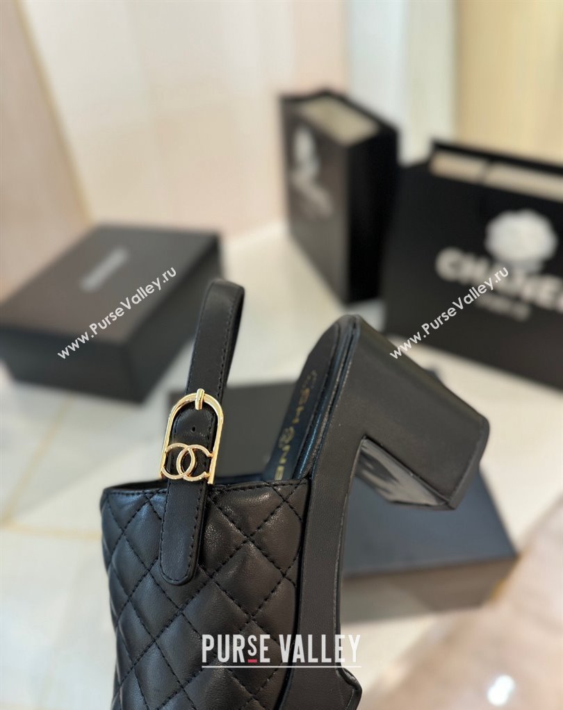 Chanel Lambskin Platform Sandals G45567 Black 2024 (modeng-24032956)
