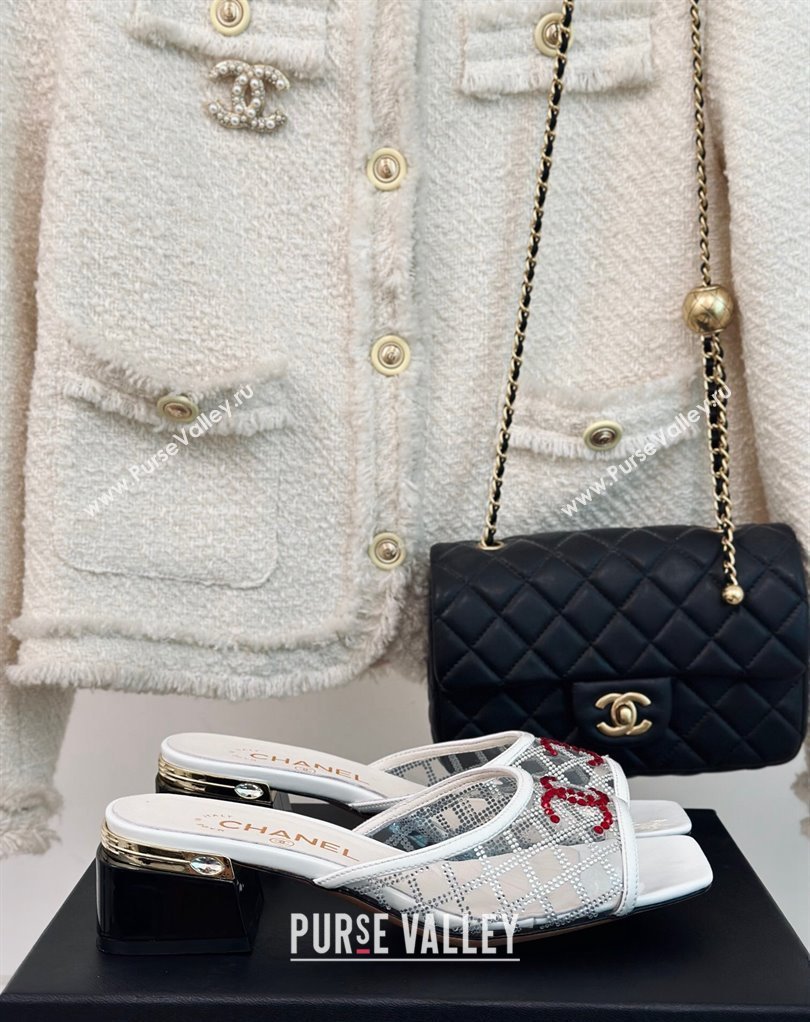 Chanel Crystal Quilting and CC Logo PVC Mules White 2024 (modeng-24032954)