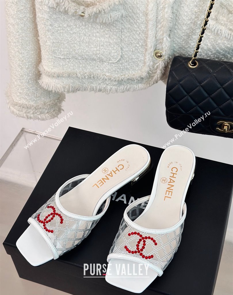 Chanel Crystal Quilting and CC Logo PVC Mules White 2024 (modeng-24032954)