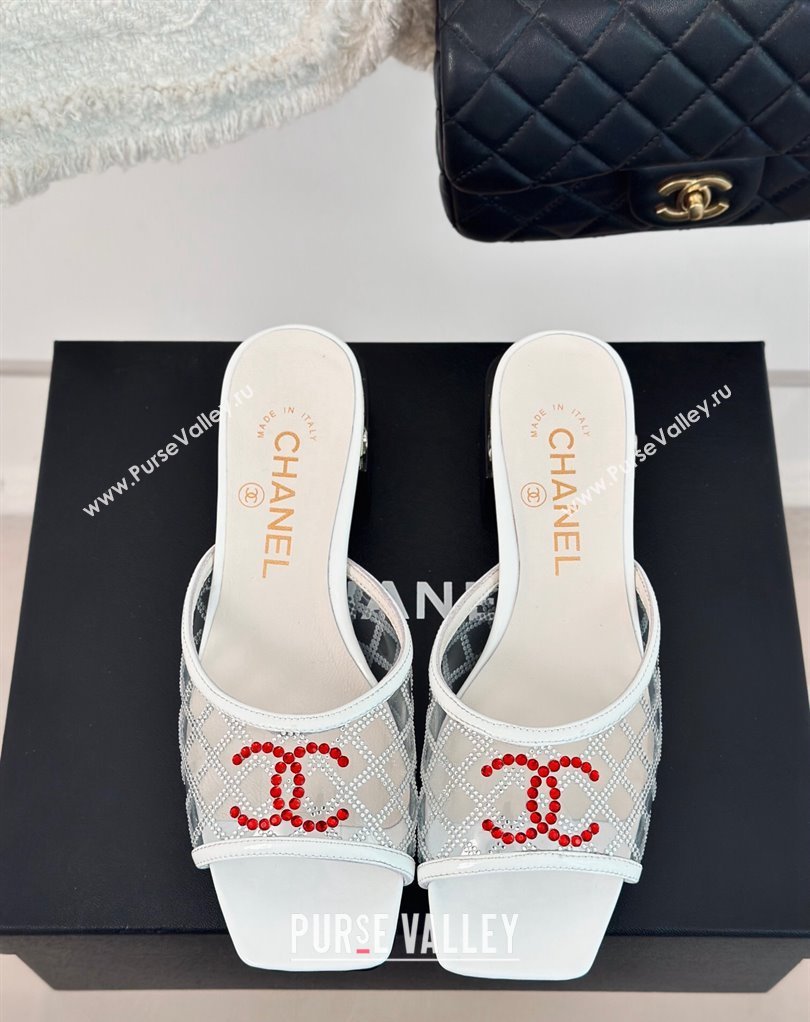 Chanel Crystal Quilting and CC Logo PVC Mules White 2024 (modeng-24032954)
